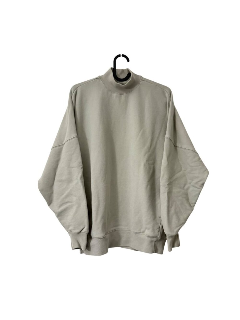 Babaton Gray Oversized Mock Neck French Terry Sweatshirt Pockets XS Size 1